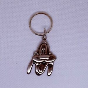 Vintage Disney Pluto Metal Keychain Solid Silver Tone Character Charm